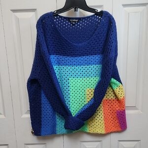 Davi & Dani Crochet Colour Block Sweater